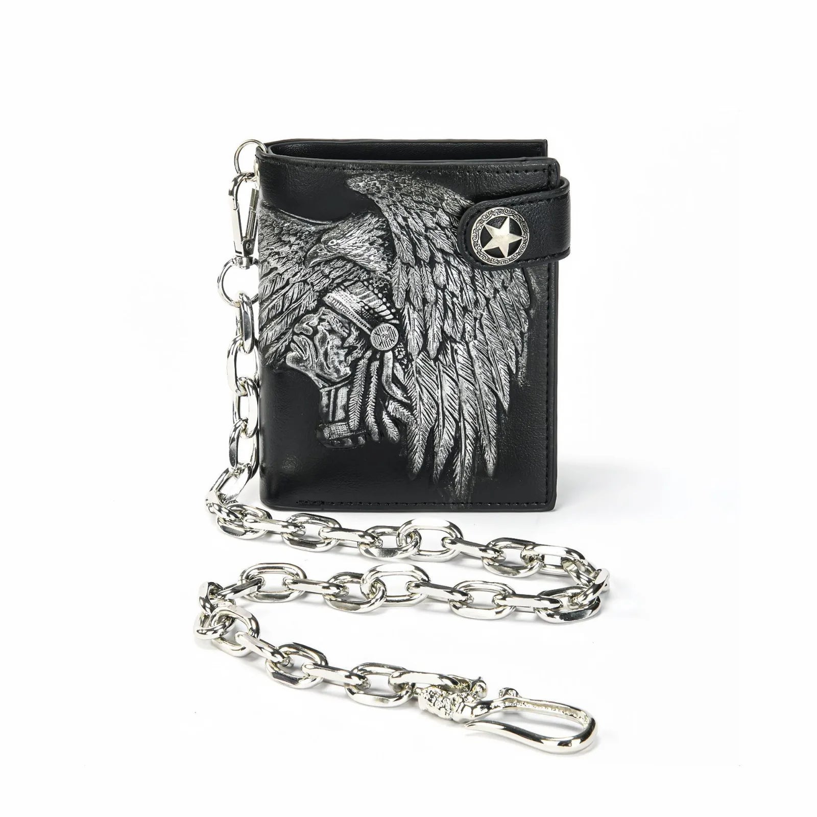 Embossed PU wallet with a security chain for everyday carry