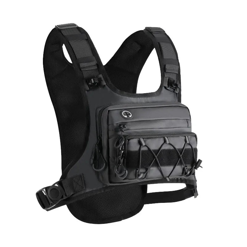 Tactical chest pack for trail running with water-resistant oxford fabric
