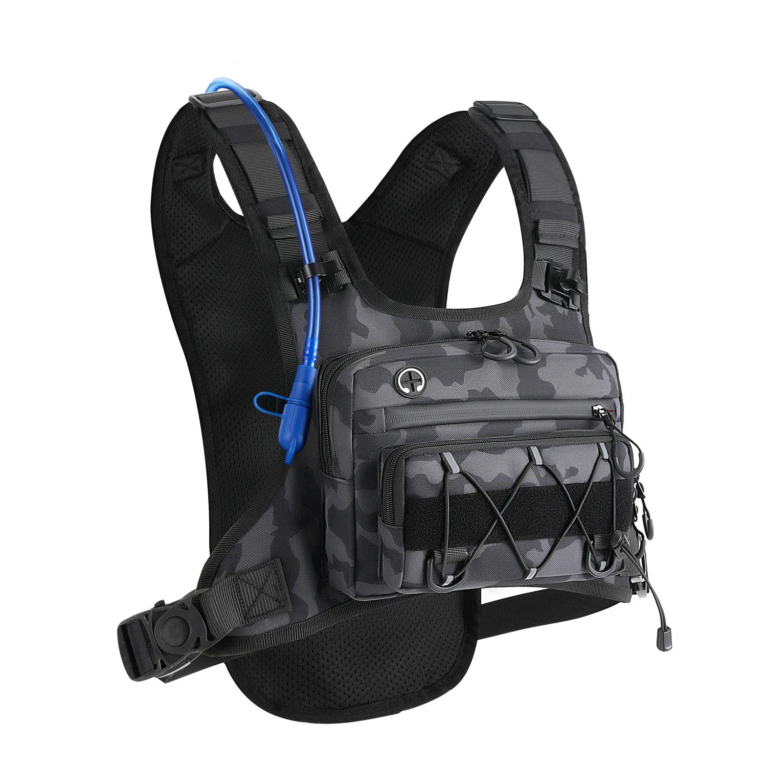 Tactical chest pack for trail running with water-resistant oxford fabric