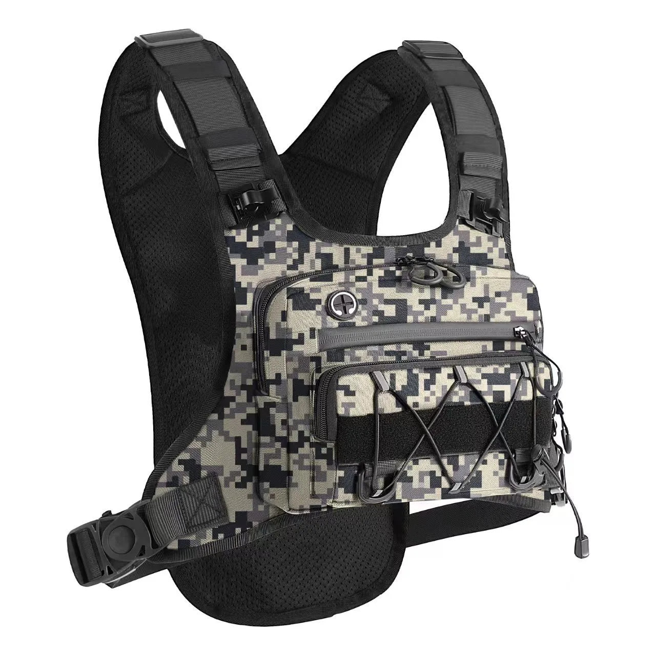 Tactical chest pack for trail running with water-resistant oxford fabric