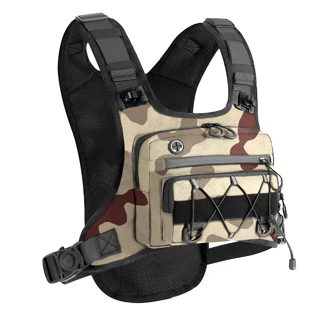 Tactical chest pack for trail running with water-resistant oxford fabric