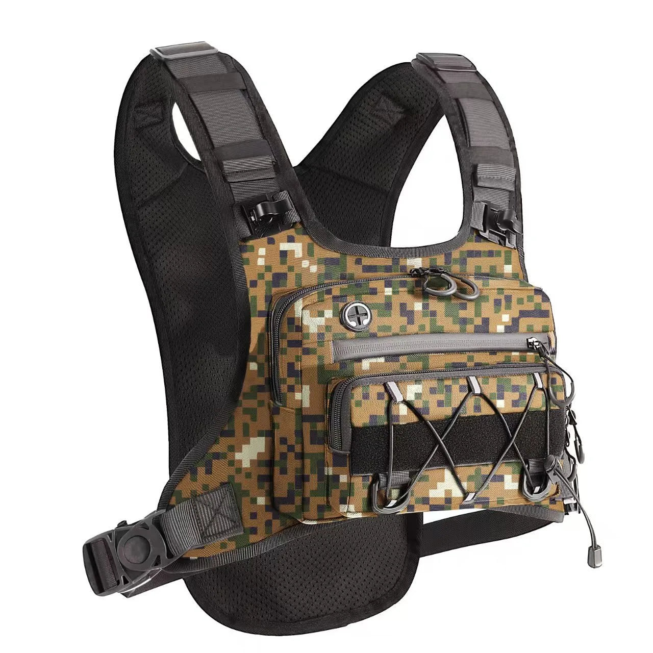 Tactical chest pack for trail running with water-resistant oxford fabric