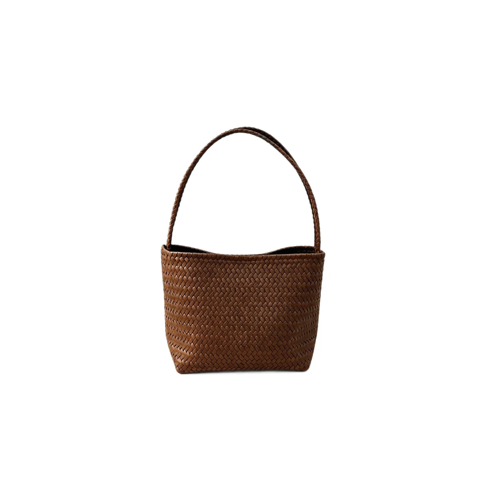 Woven-pattern bucket bag with double straps for everyday wear