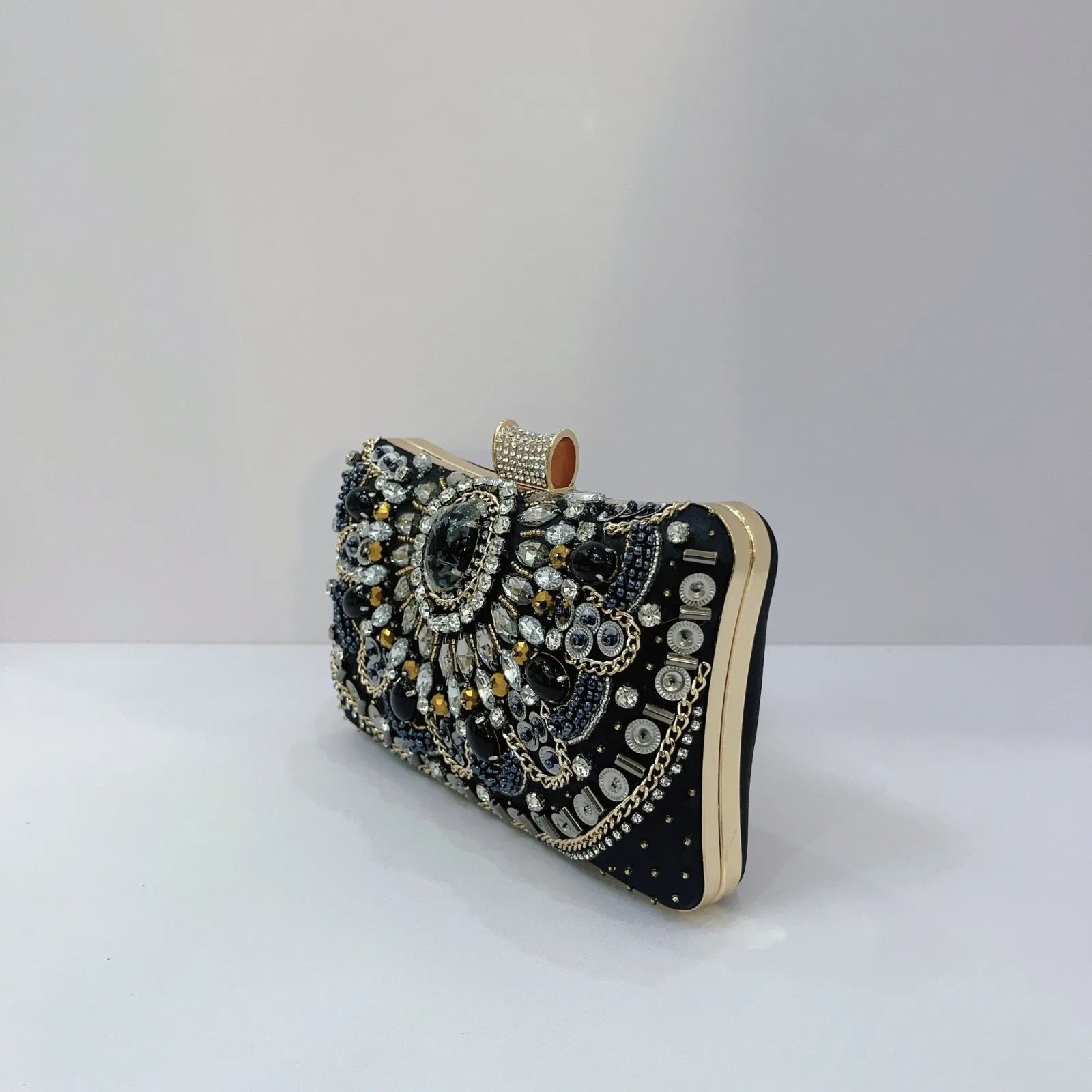 Pearl-embroidered acrylic clutch bag – evening bag for weddings and formal events