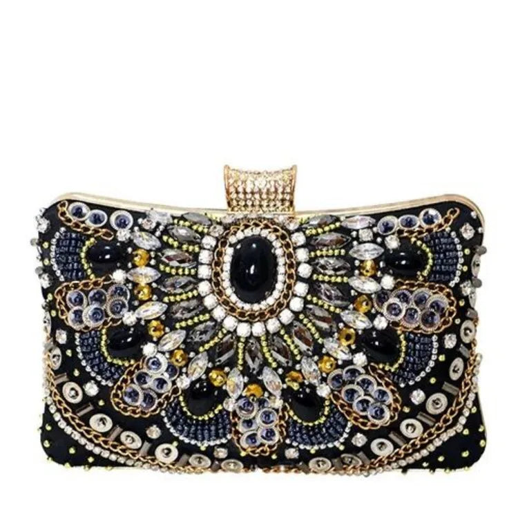 Pearl-embroidered acrylic clutch bag – evening bag for weddings and formal events