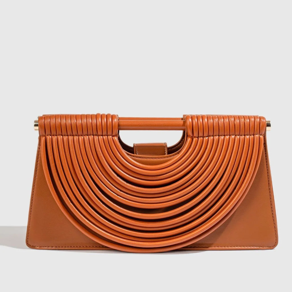 Woven top-handle tote bag with knotted handle – vegan leather in 14 colors
