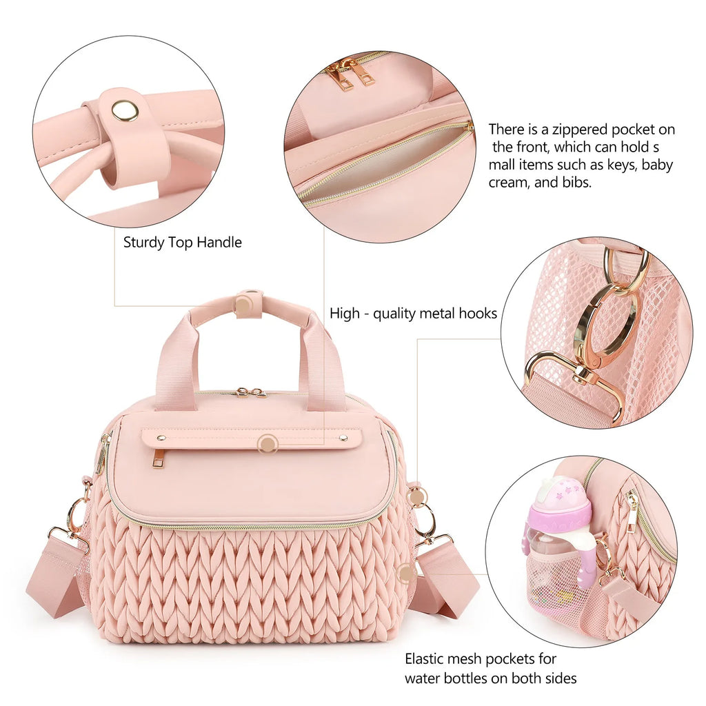 Woven insulated tote bag with double straps – everyday mom bag for on-the-go meals