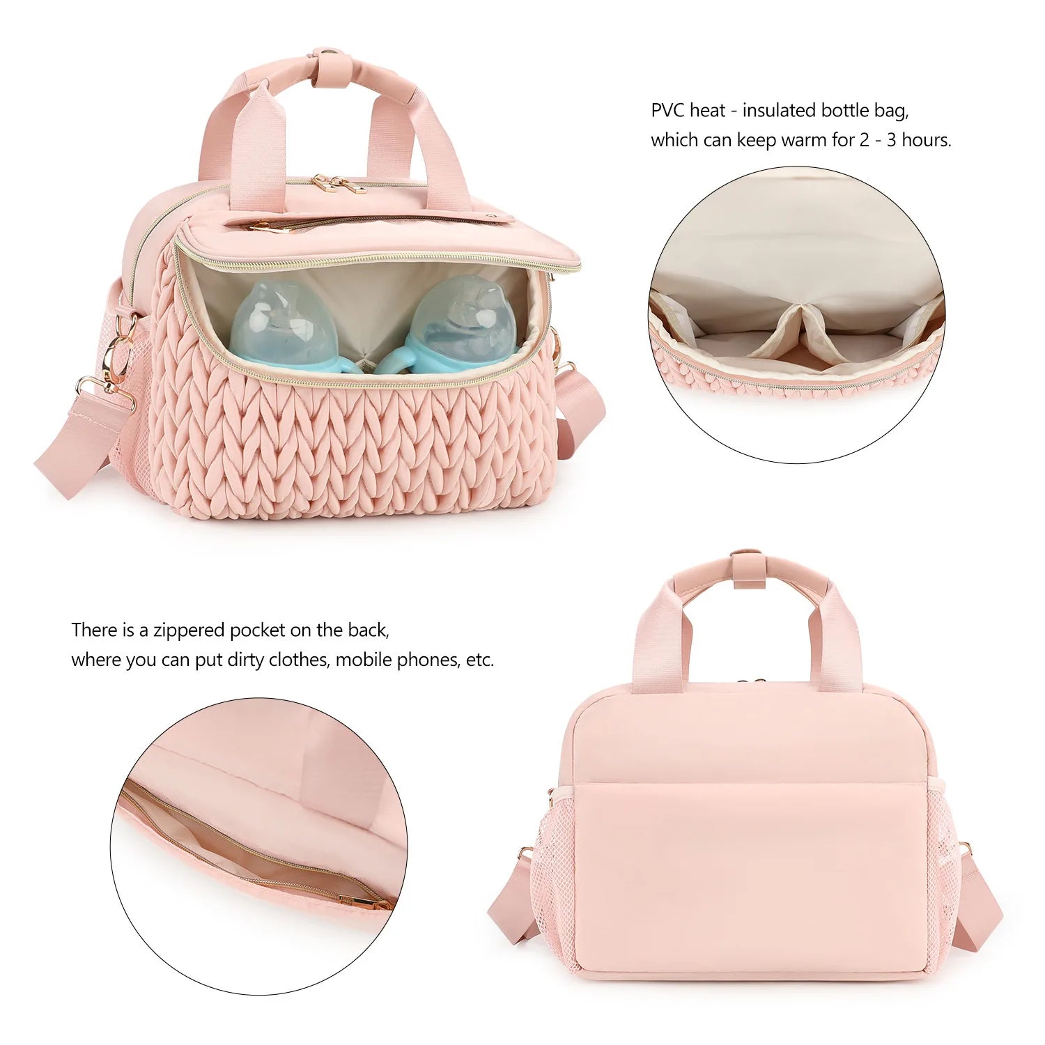 Woven insulated tote bag with double straps – everyday mom bag for on-the-go meals