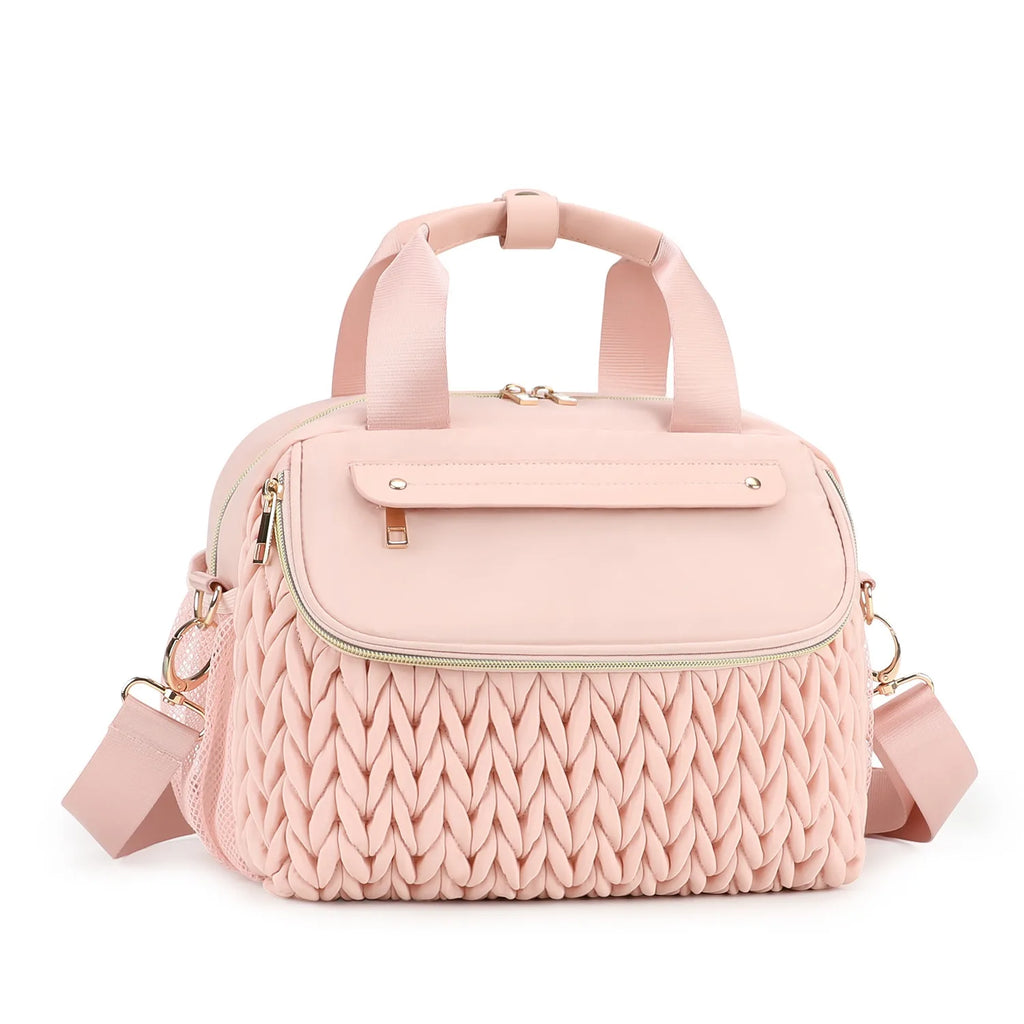 Woven insulated tote bag with double straps – everyday mom bag for on-the-go meals