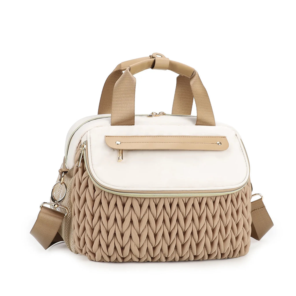 Woven insulated tote bag with double straps – everyday mom bag for on-the-go meals