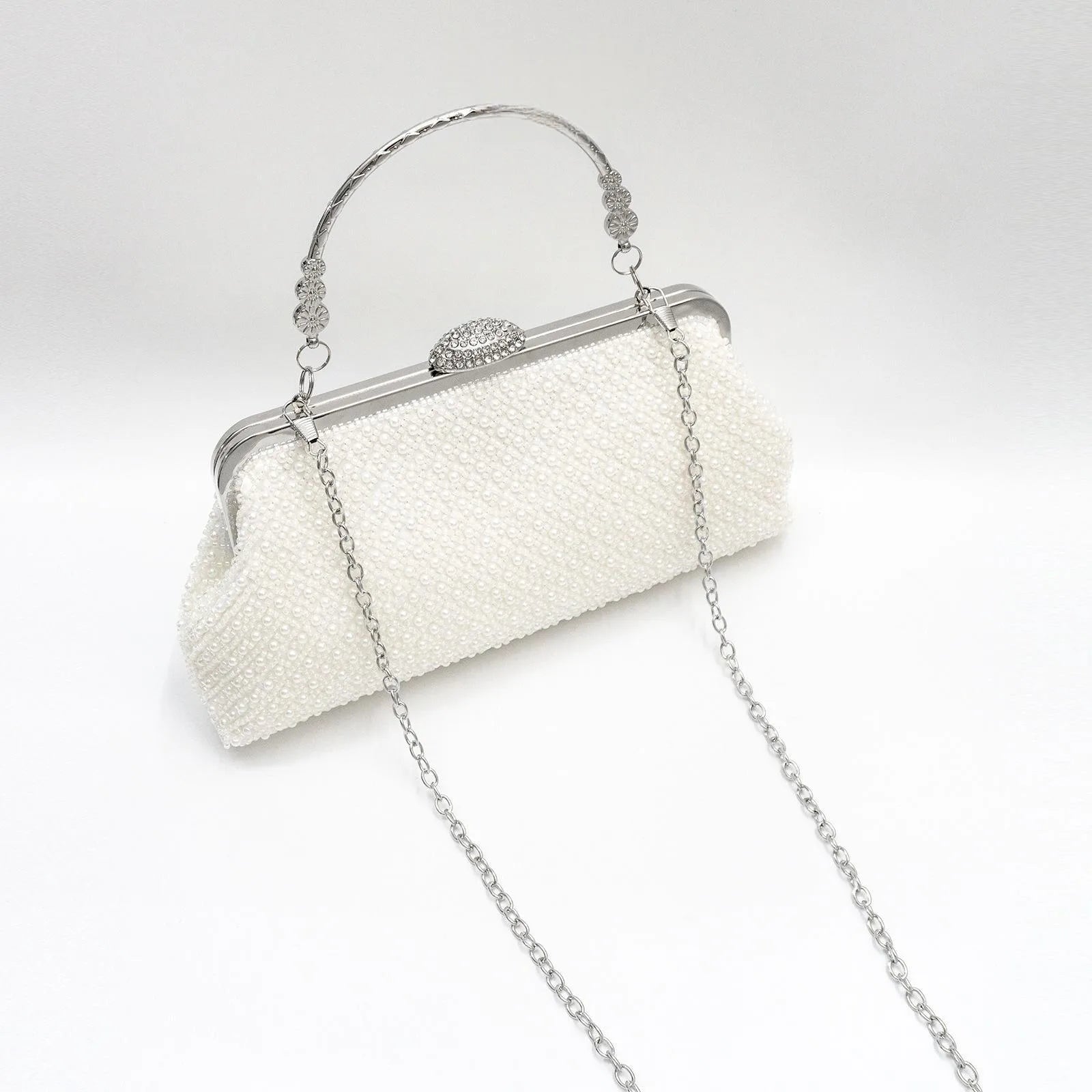 Beaded clutch bag with an ID card holder for evening wear