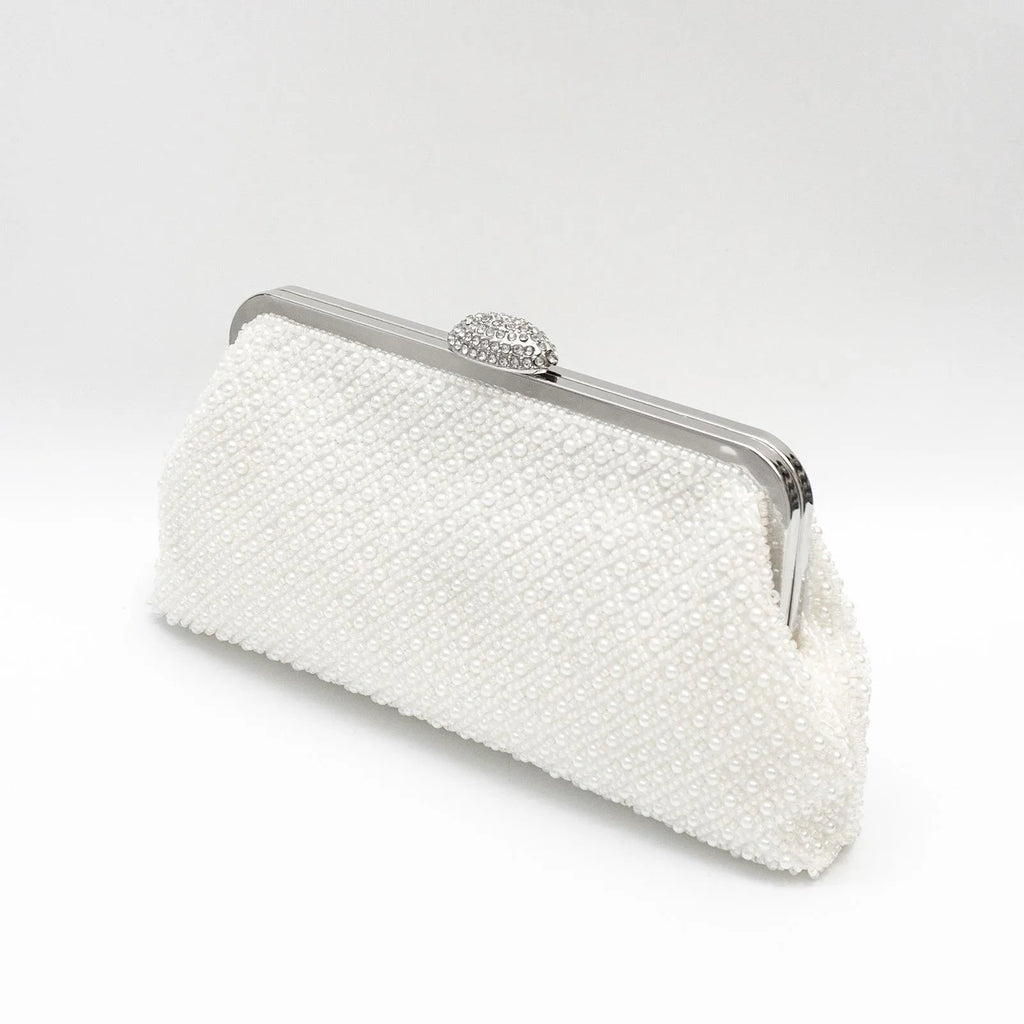 Beaded clutch bag with an ID card holder for evening wear
