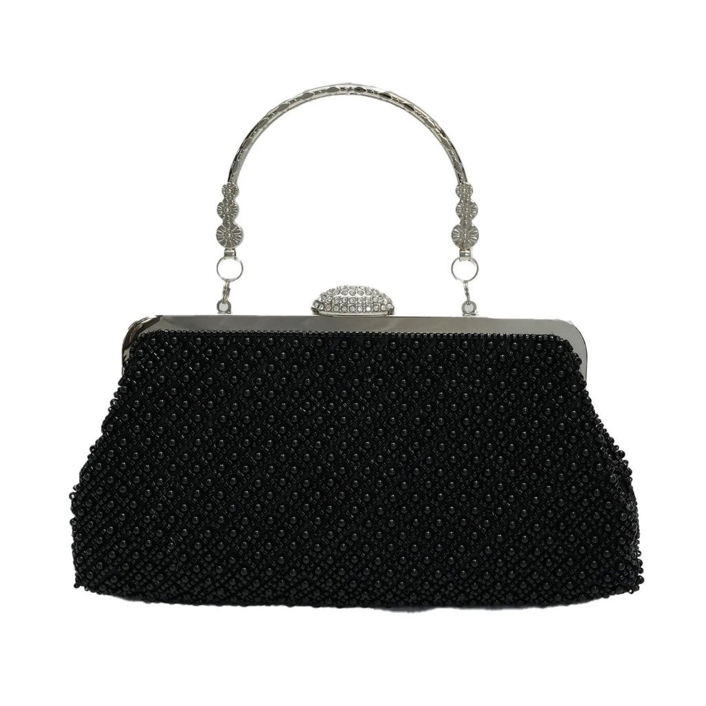 Beaded clutch bag with an ID card holder for evening wear