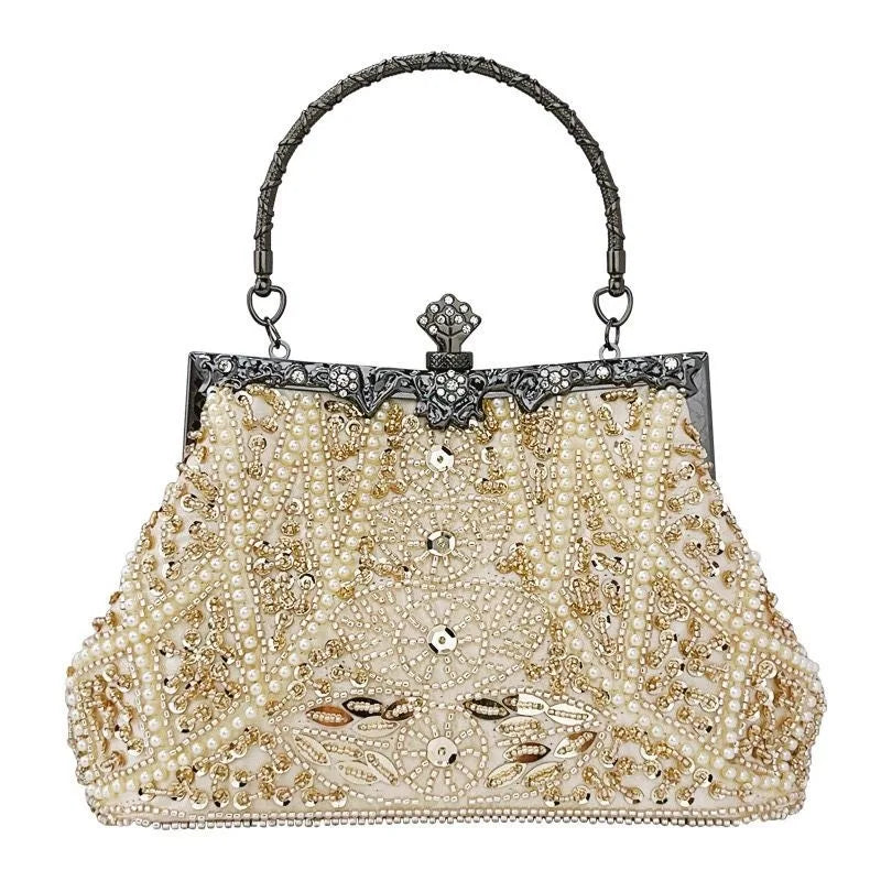 Beaded handbag with 120cm chain strap for everyday wear