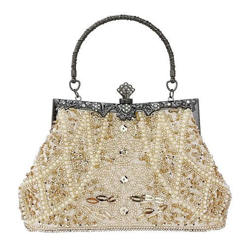 Beaded handbag with 120cm chain strap for everyday wear
