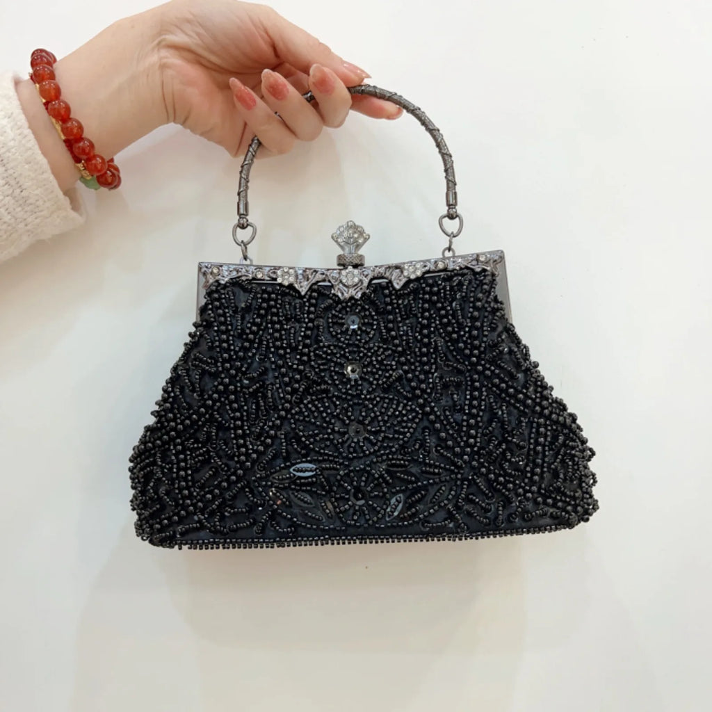 Beaded handbag with 120cm chain strap for everyday wear