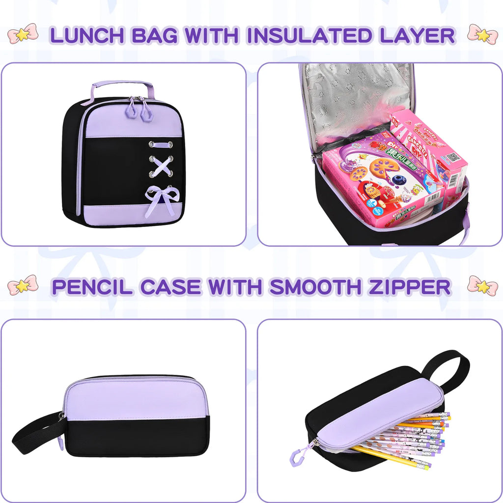Oxford cloth backpack 3-piece set with 20-35L capacity for school