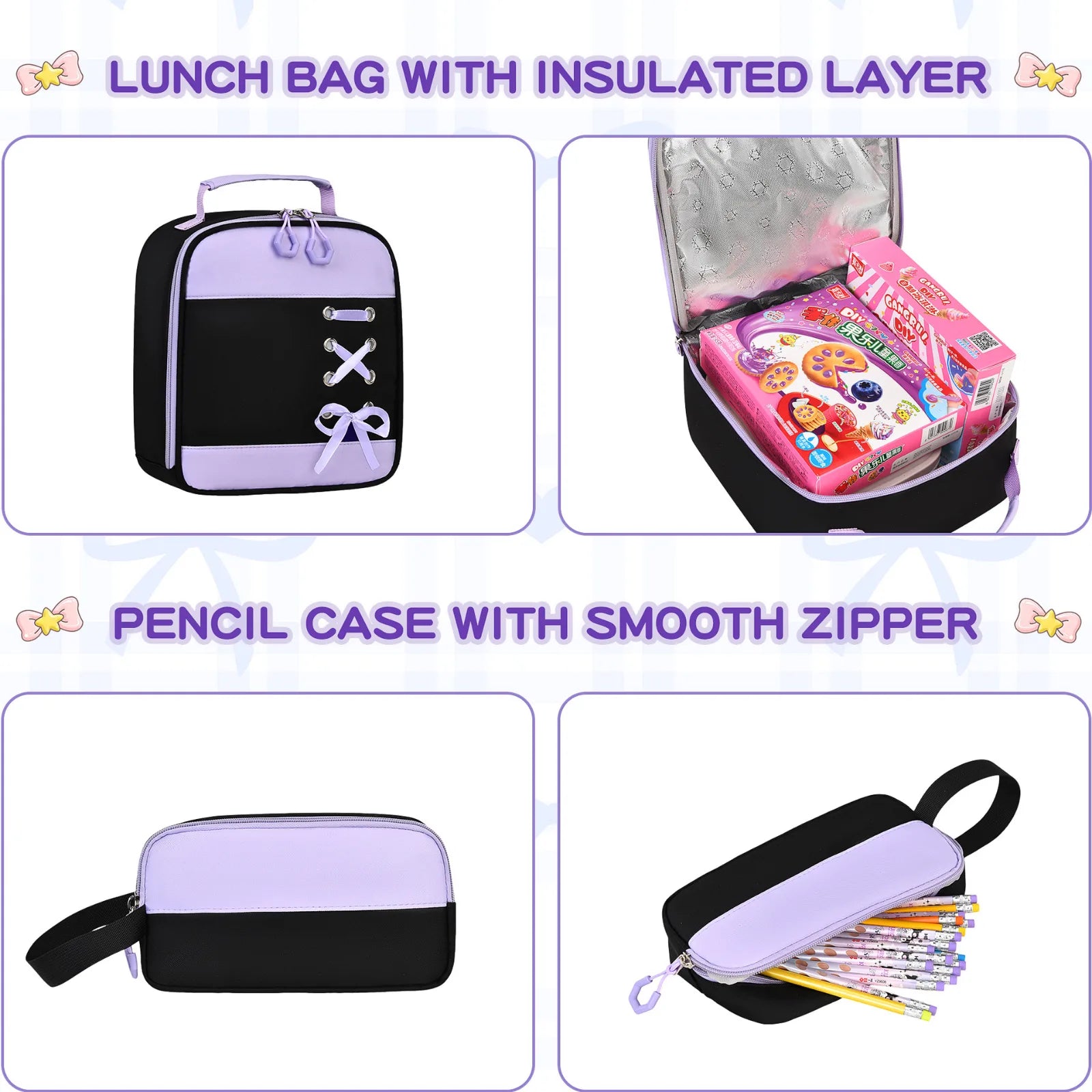Oxford cloth backpack 3-piece set with 20-35L capacity for school