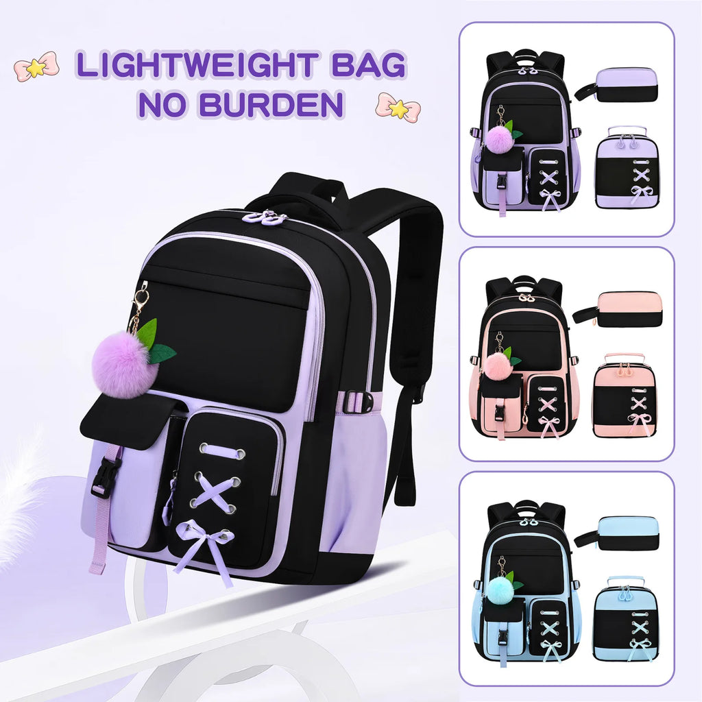 Oxford cloth backpack 3-piece set with 20-35L capacity for school