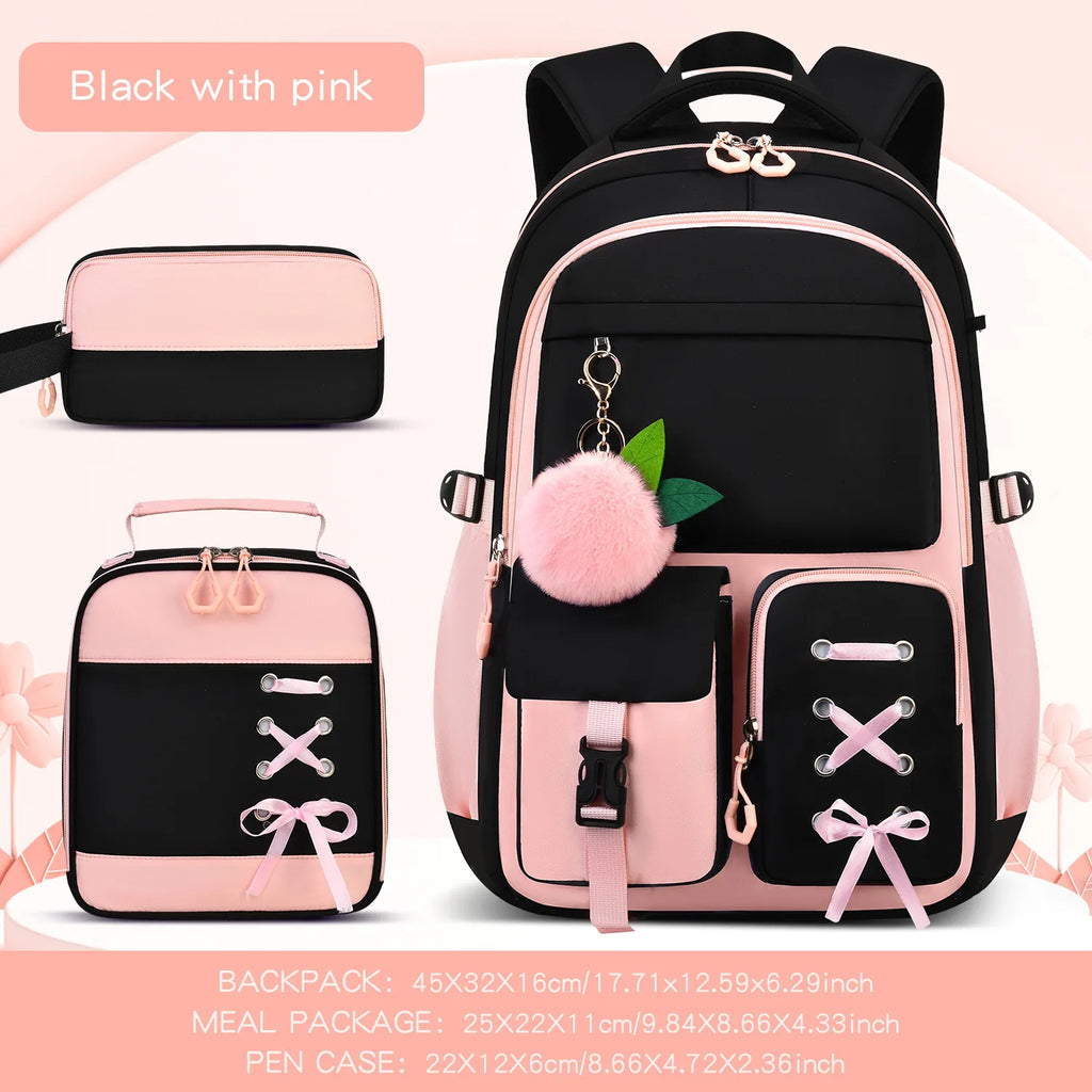 Oxford cloth backpack 3-piece set with 20-35L capacity for school