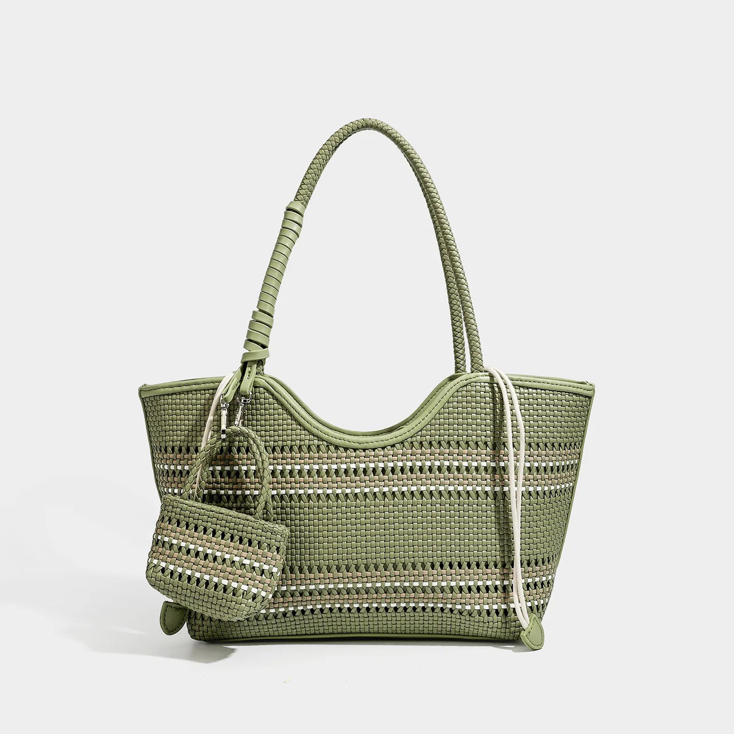 PU leather bucket bag with zippered compartments – single-shoulder tote for daily wear