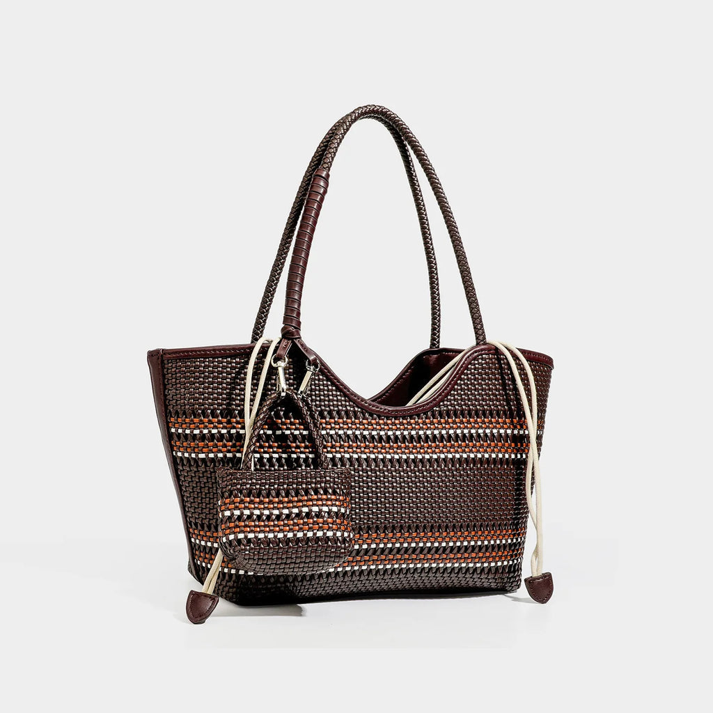 PU leather bucket bag with zippered compartments – single-shoulder tote for daily wear