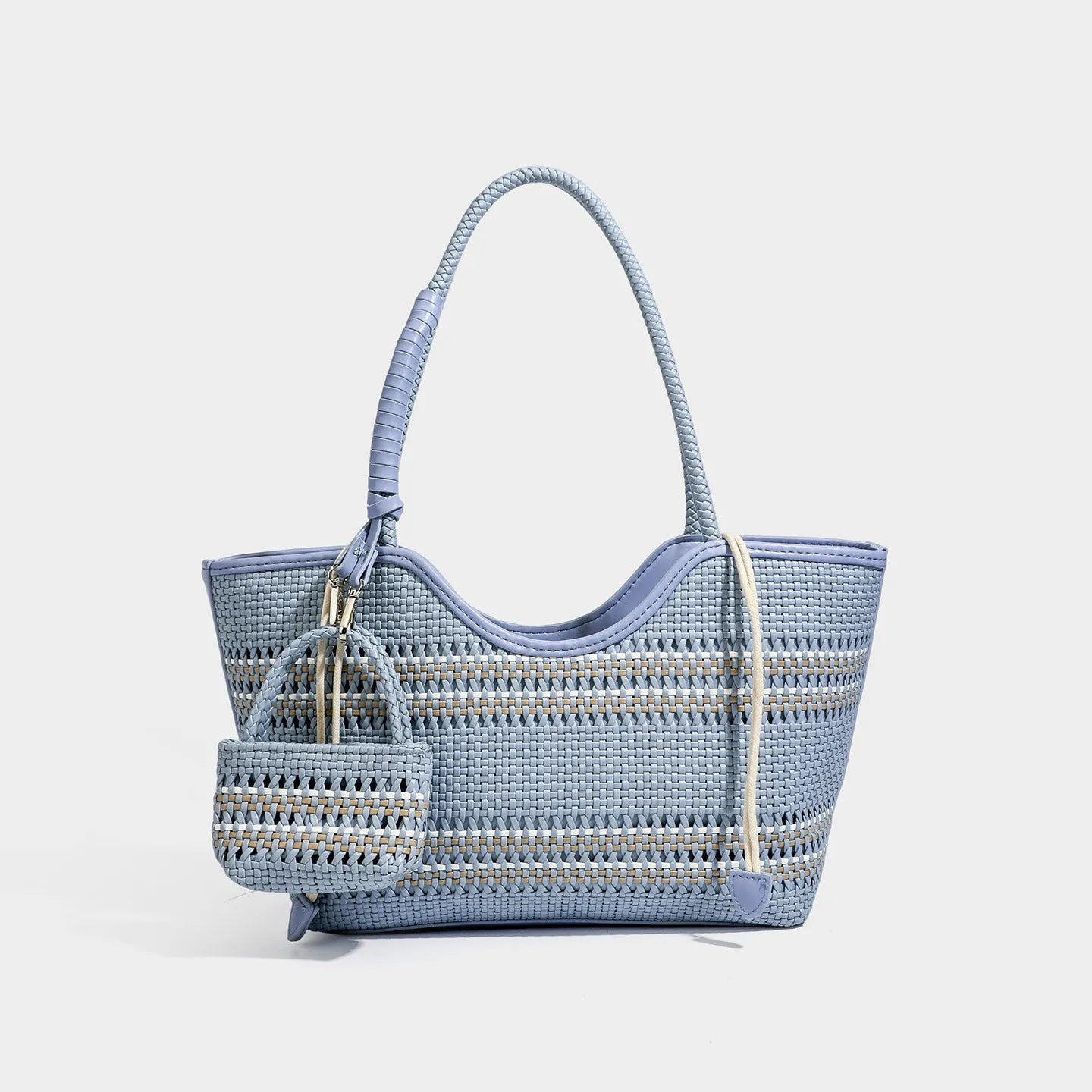 PU leather bucket bag with zippered compartments – single-shoulder tote for daily wear