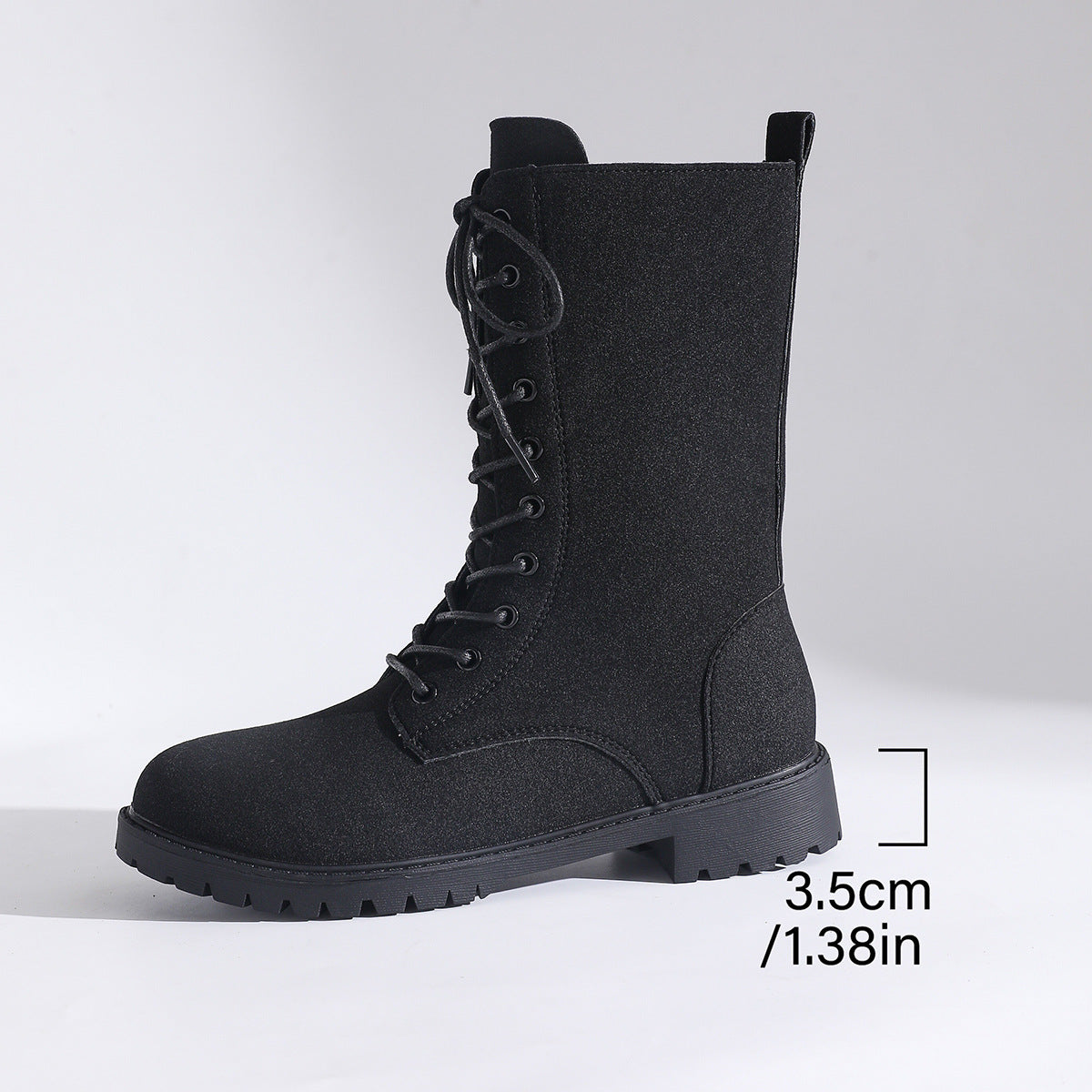 Round toe combat boots with side zipper – wide-size options for fall and winter