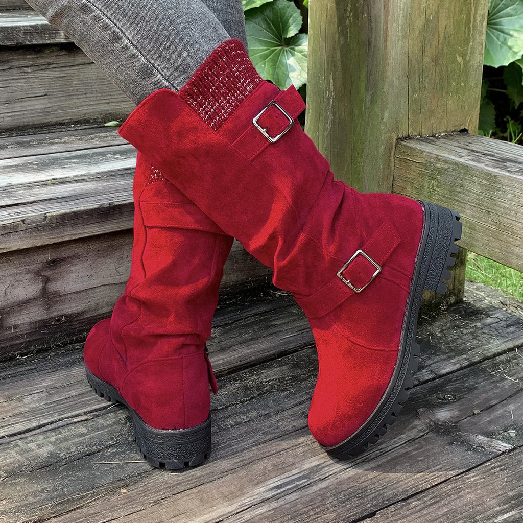 Women’s western cowboy boots – suede ankle boots with a chunky heel