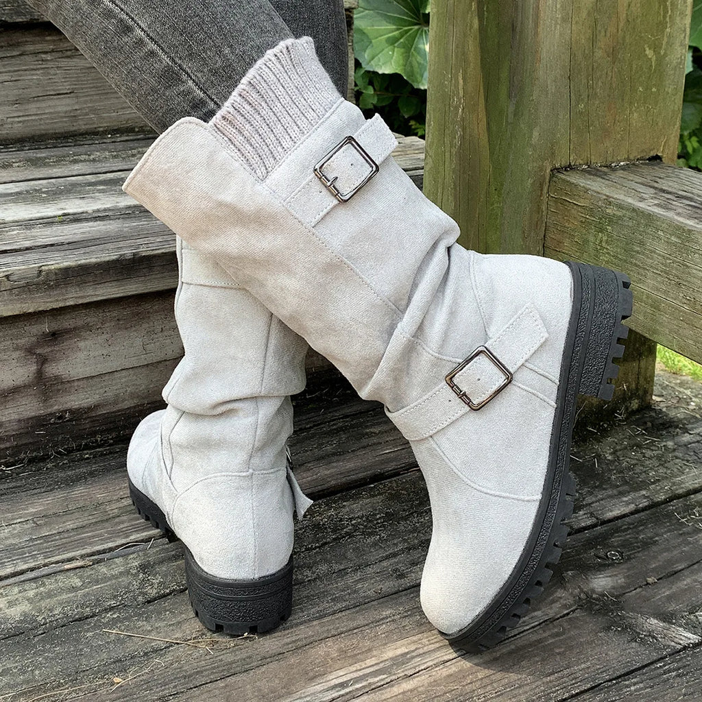 Women’s western cowboy boots – suede ankle boots with a chunky heel