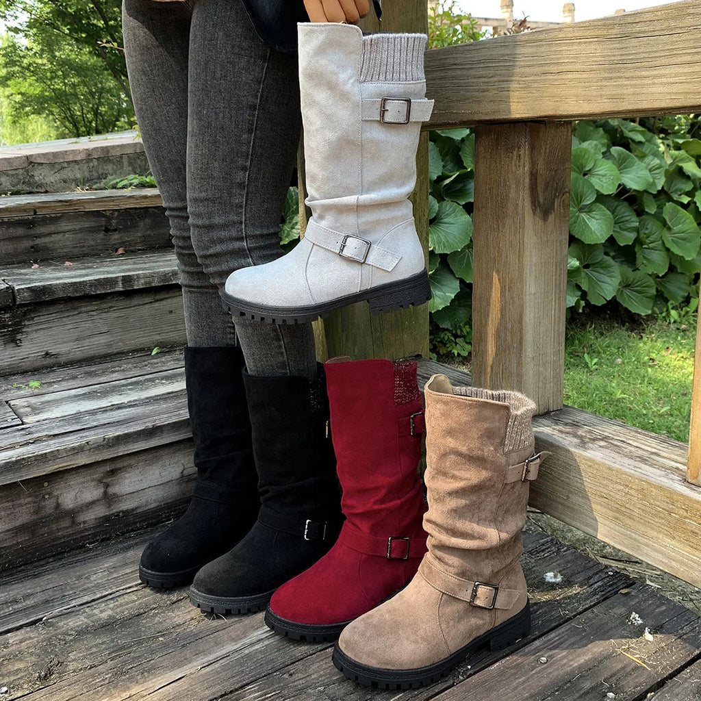 Women’s western cowboy boots – suede ankle boots with a chunky heel