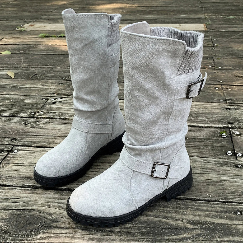 Women’s western cowboy boots – suede ankle boots with a chunky heel