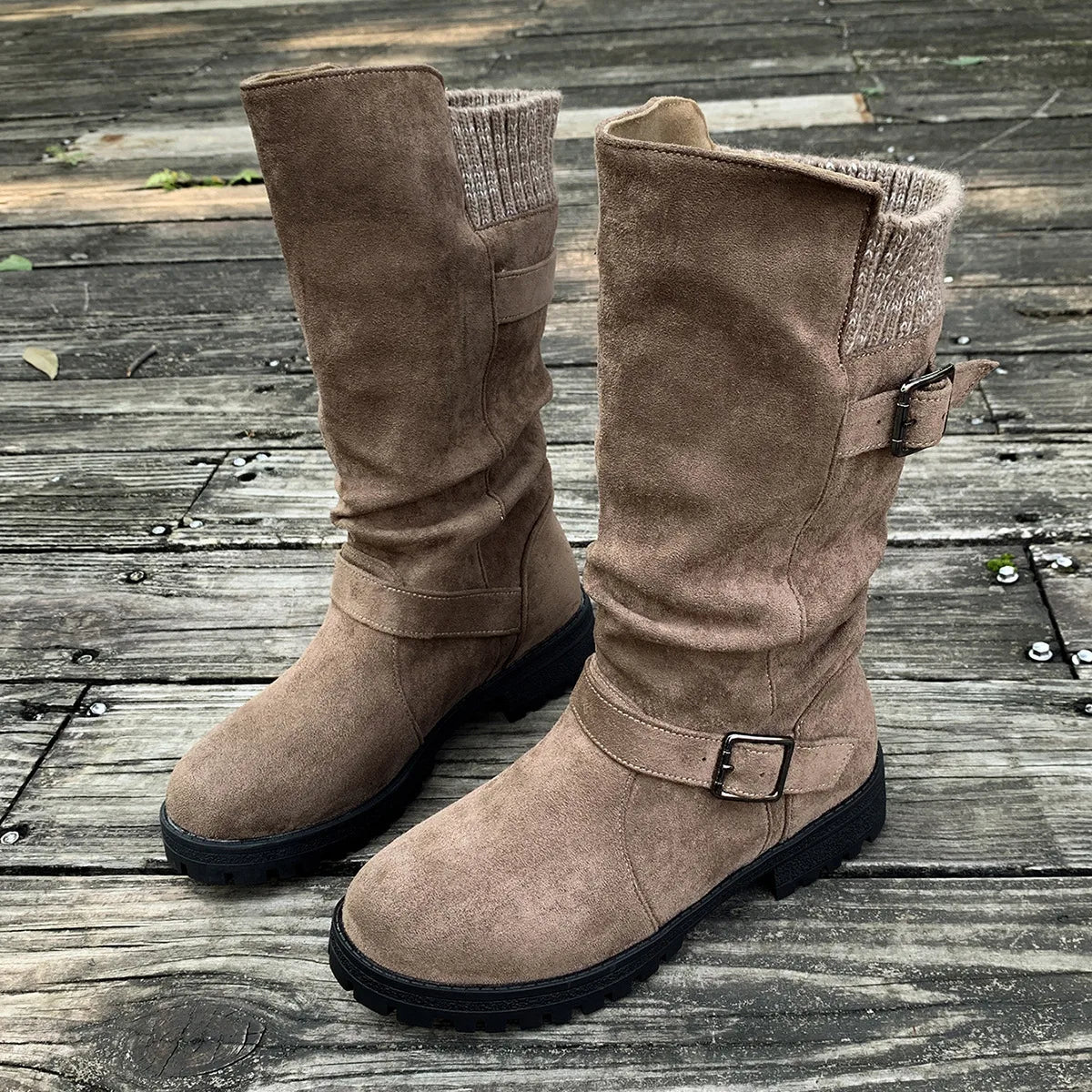 Women’s western cowboy boots – suede ankle boots with a chunky heel