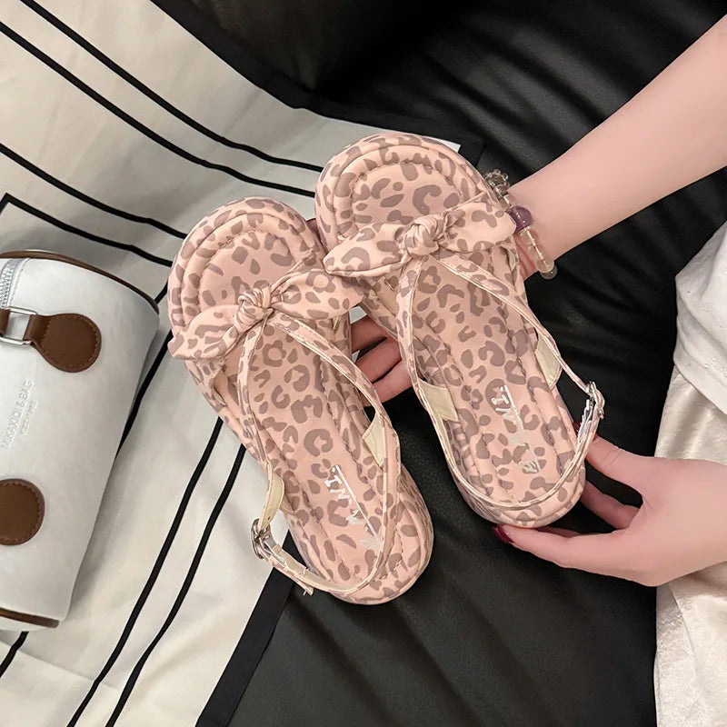 Platform wedge slingback sandals with bow detail for casual summer wear