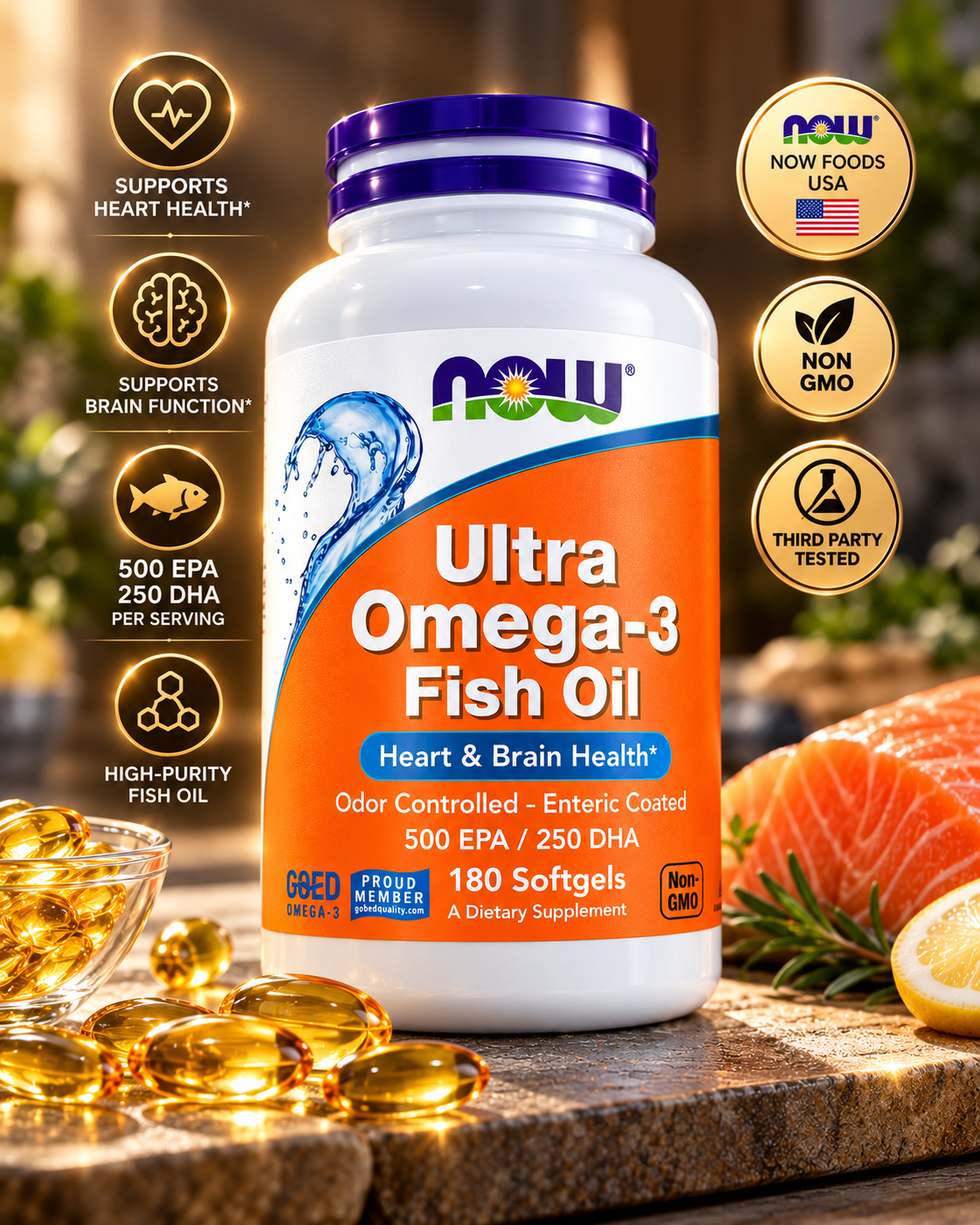 Ultra Omega-3 Molecularly Distilled, 180 Softgels