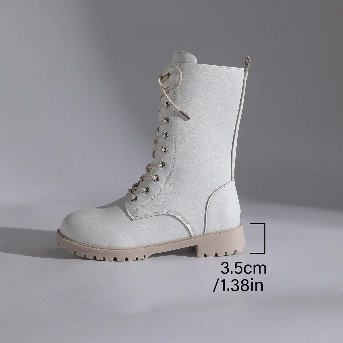 Round toe combat boots with side zipper – wide-size options for fall and winter