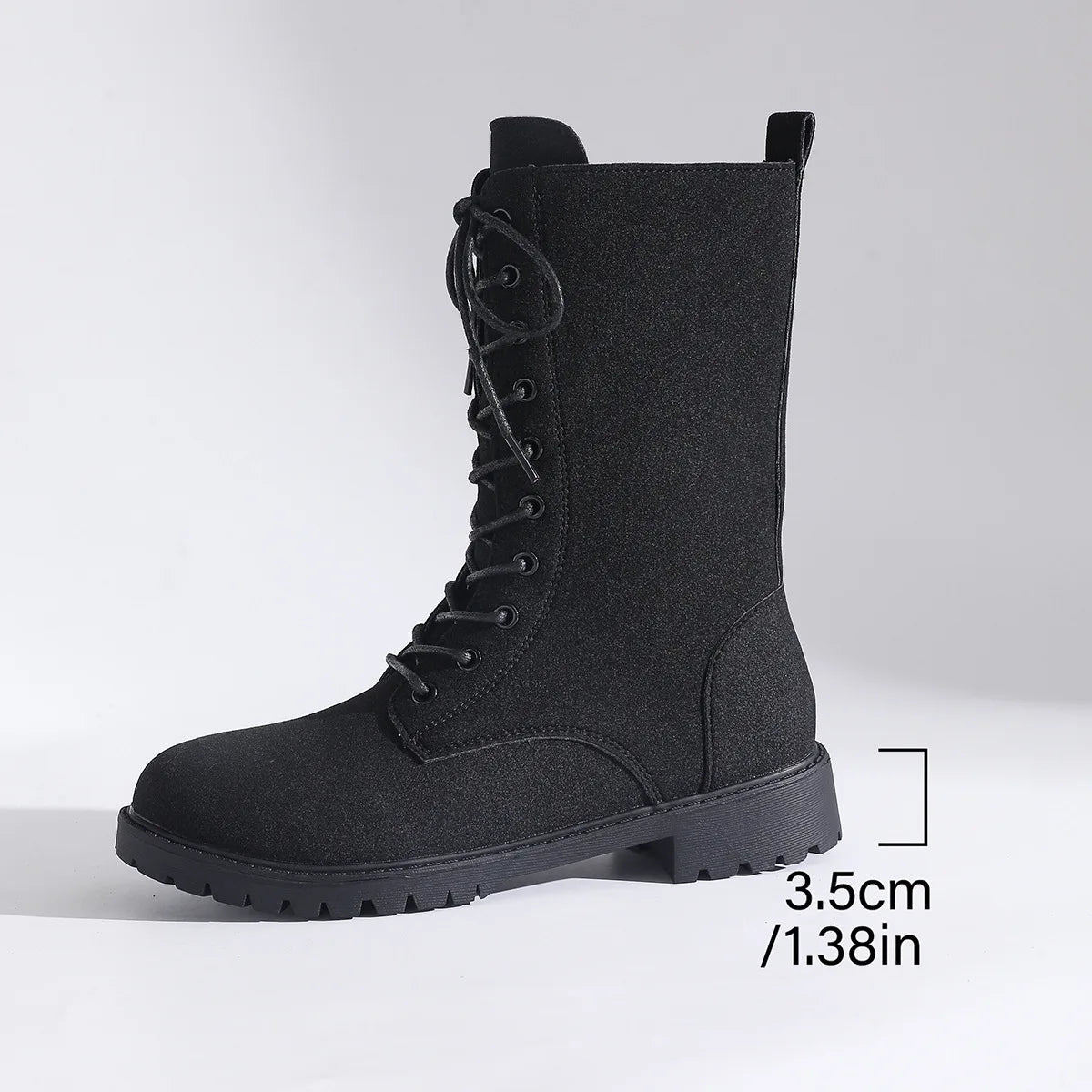 Round toe combat boots with side zipper – wide-size options for fall and winter