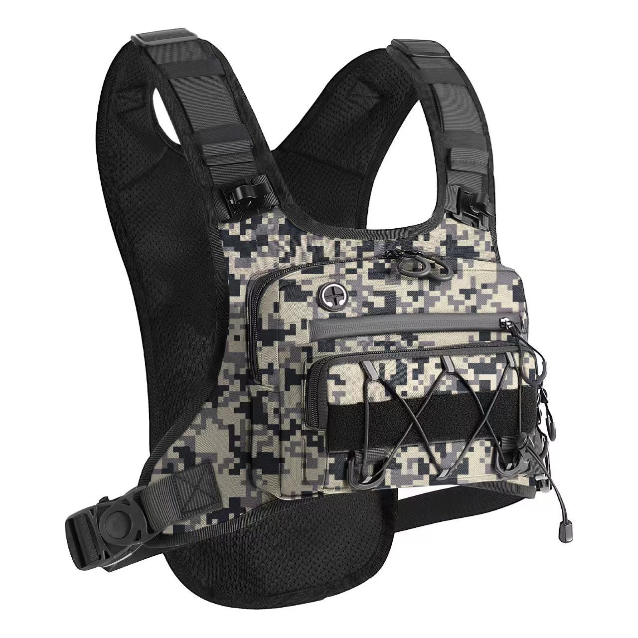 Tactical chest pack for trail running with water-resistant oxford fabric