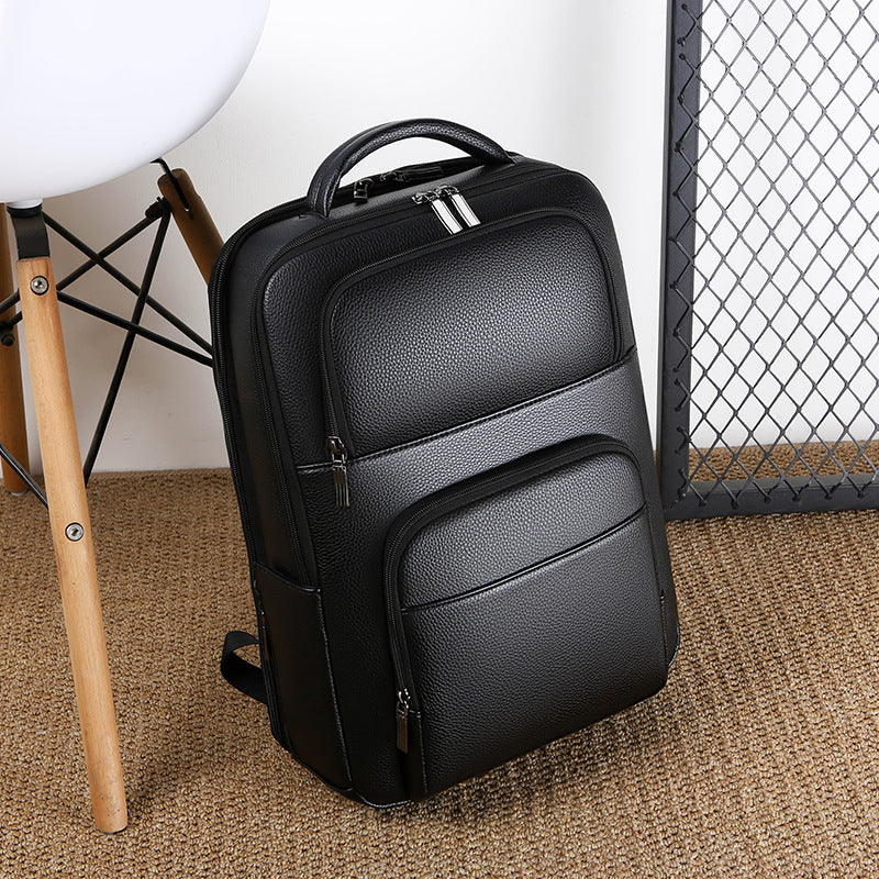 Men’s PU leather dual-shoulder travel bag for business trips – wear-resistant