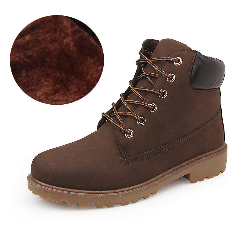 Men’s fleece-lined lace-up work boots with a padded collar