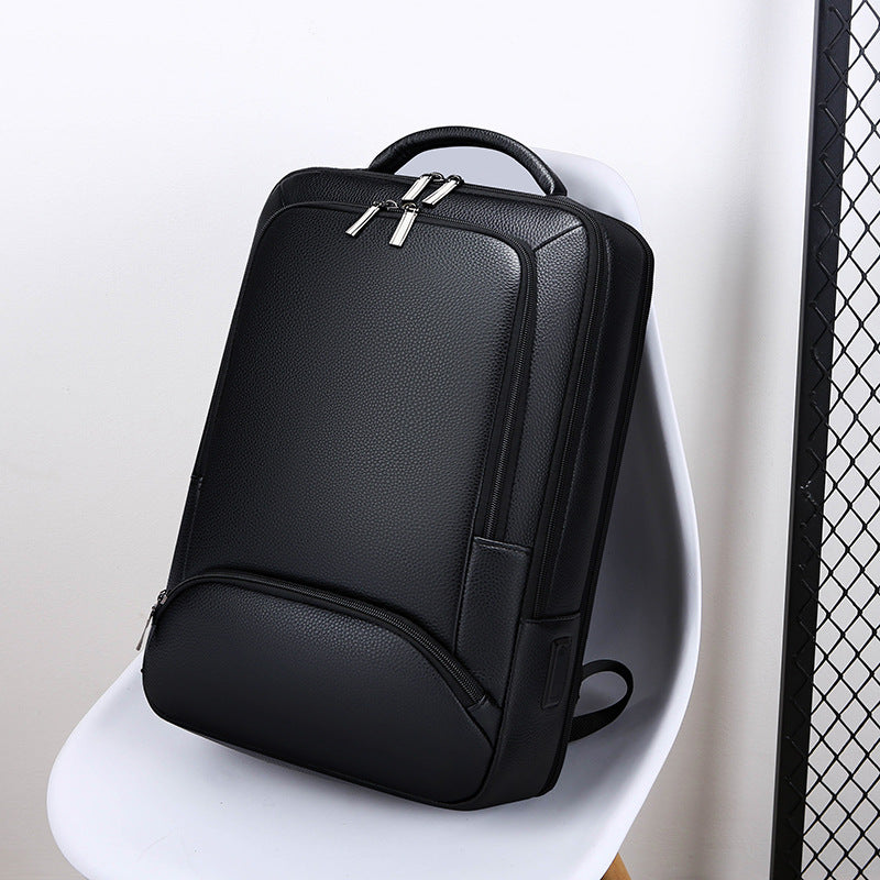 Men’s PU leather dual-shoulder travel bag for business trips – wear-resistant