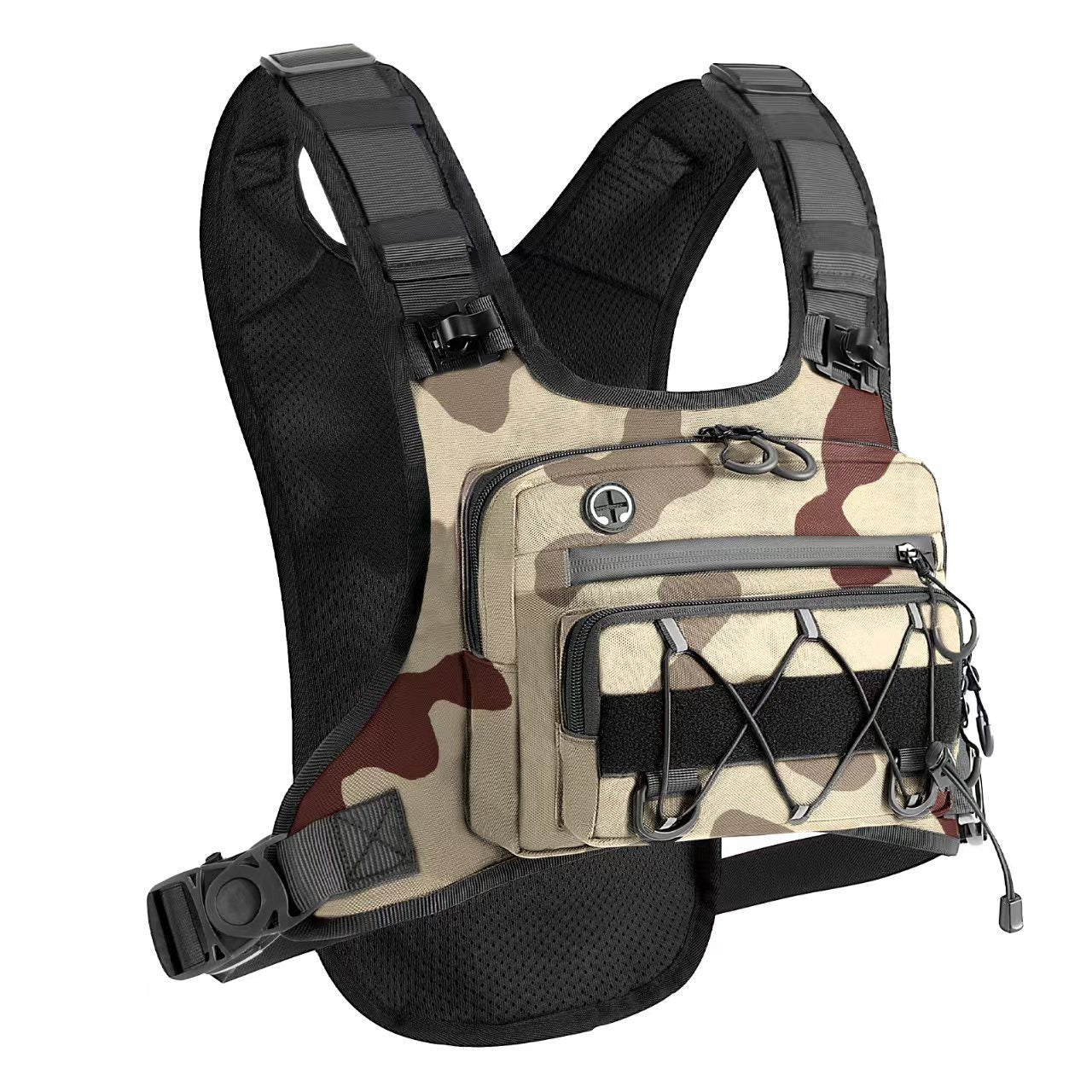 Tactical chest pack for trail running with water-resistant oxford fabric