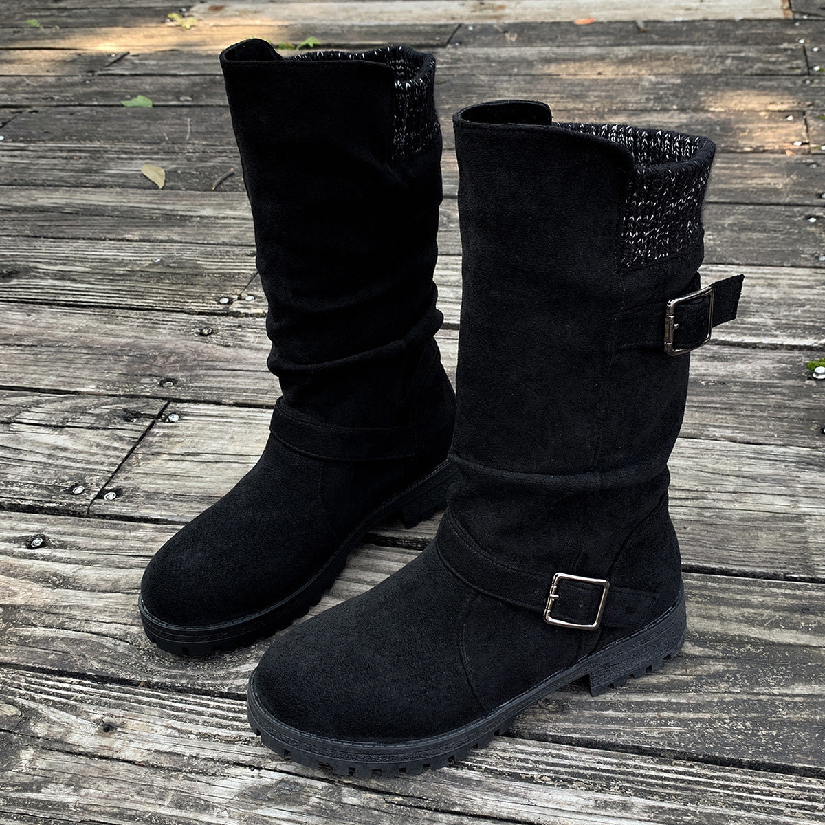 Women’s western cowboy boots – suede ankle boots with a chunky heel