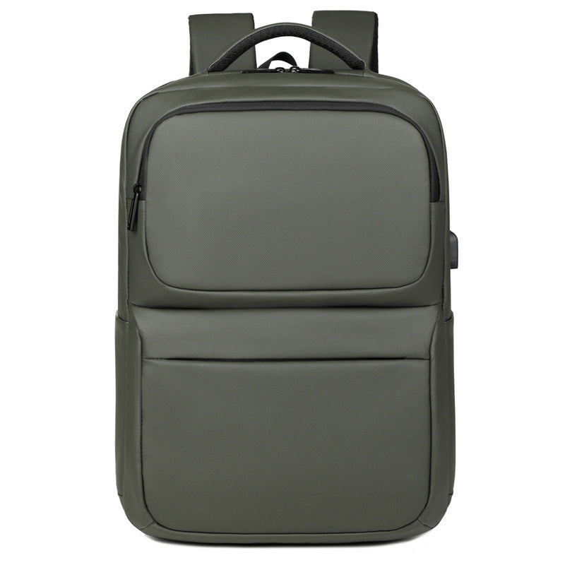 Unisex PU leather business backpack with air-cushion straps — 20–35L capacity