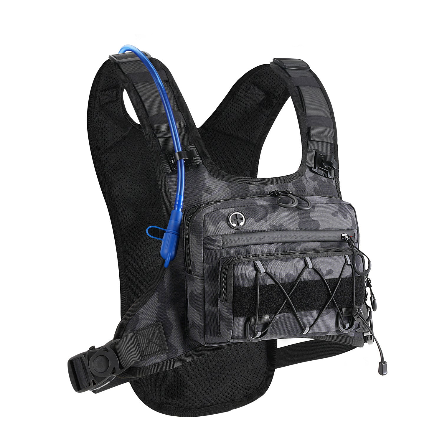 Tactical chest pack for trail running with water-resistant oxford fabric