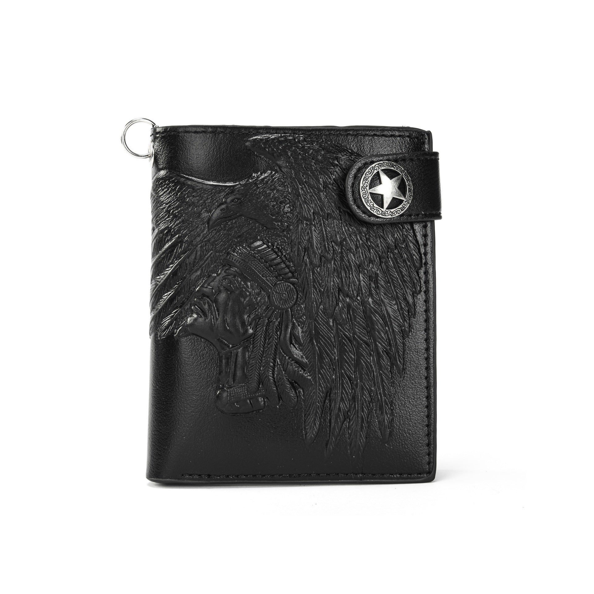 Embossed PU wallet with a security chain for everyday carry