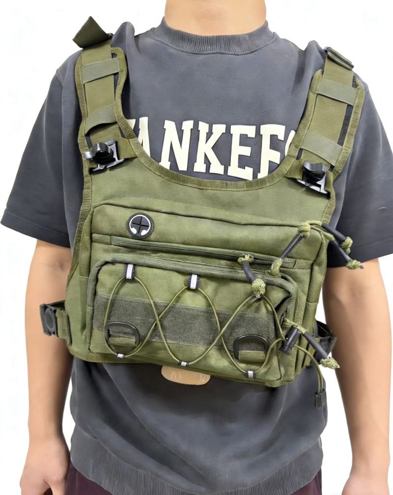 Tactical chest pack for trail running with water-resistant oxford fabric