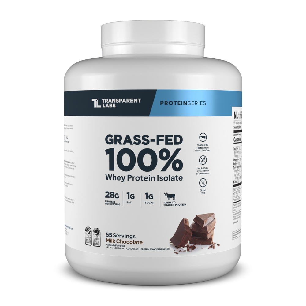 Transparent Labs Grass-Fed Whey Protein Isolate, Milk Chocolate, 4LB container
