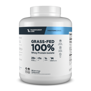 Transparent Labs Grass-Fed Whey Protein Isolate, Unflavored, 4LB container