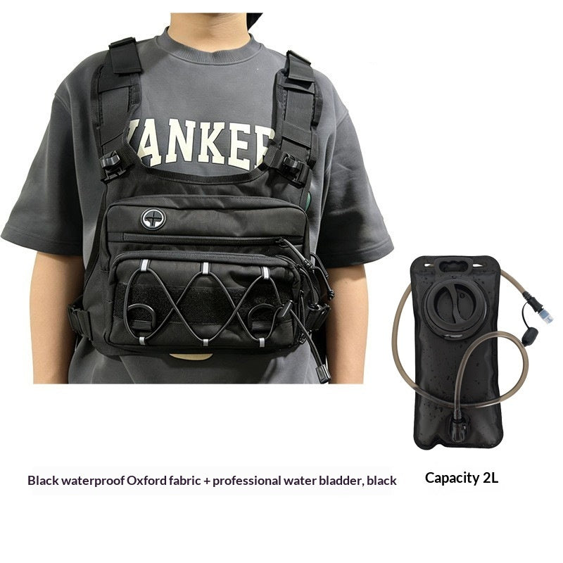 Tactical chest pack for trail running with water-resistant oxford fabric